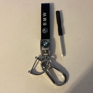 BMW Key Fob Keychain in Black Leather NWT